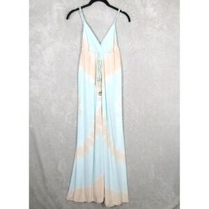 Gypsy 05 Womens XS Blue Tan Tie Dye Silk Maxi Dress Peace Tree of Life Charms